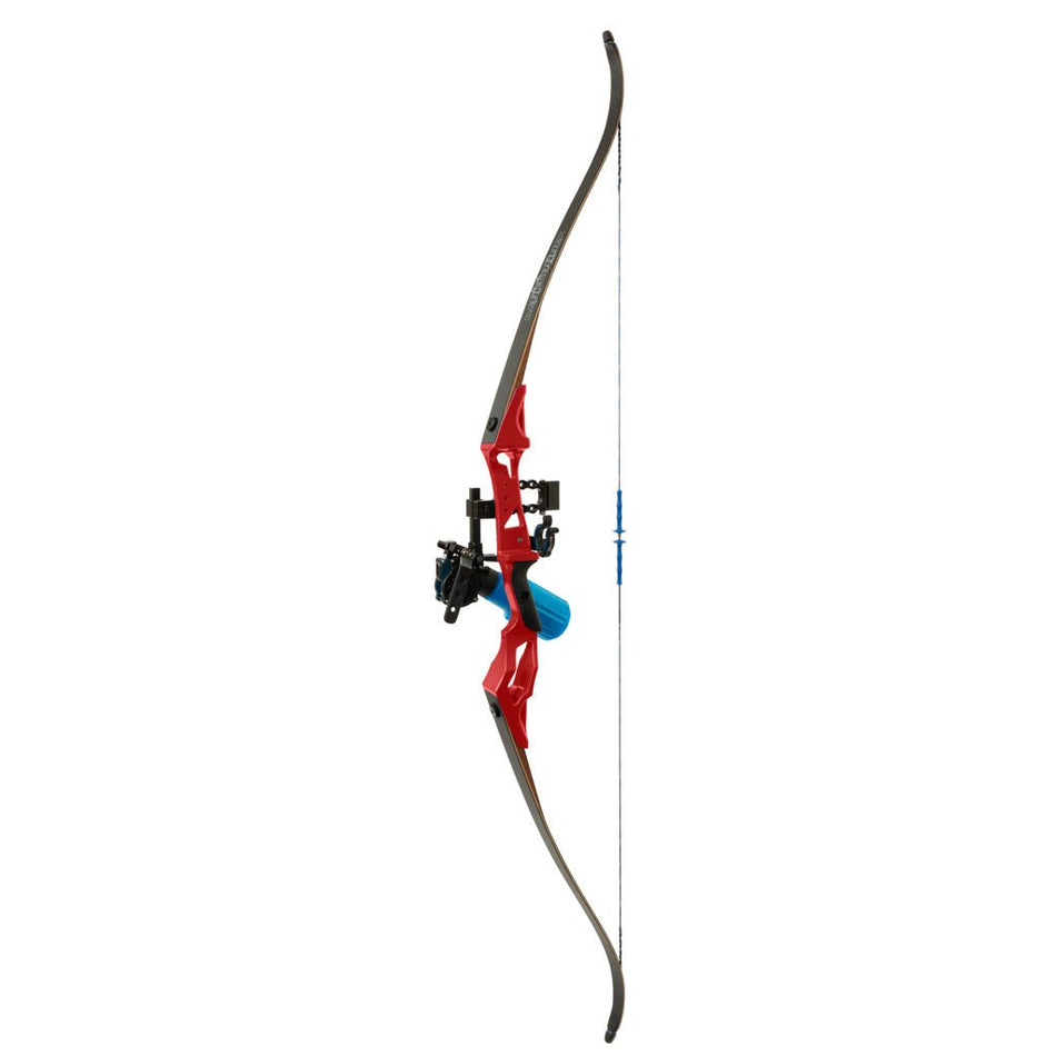 Fin Finder Bank Runner Bowfishing Recurve Package with Winch Pro Bowfishing Reel Red 35 lbs. RH - Get Tight Gear