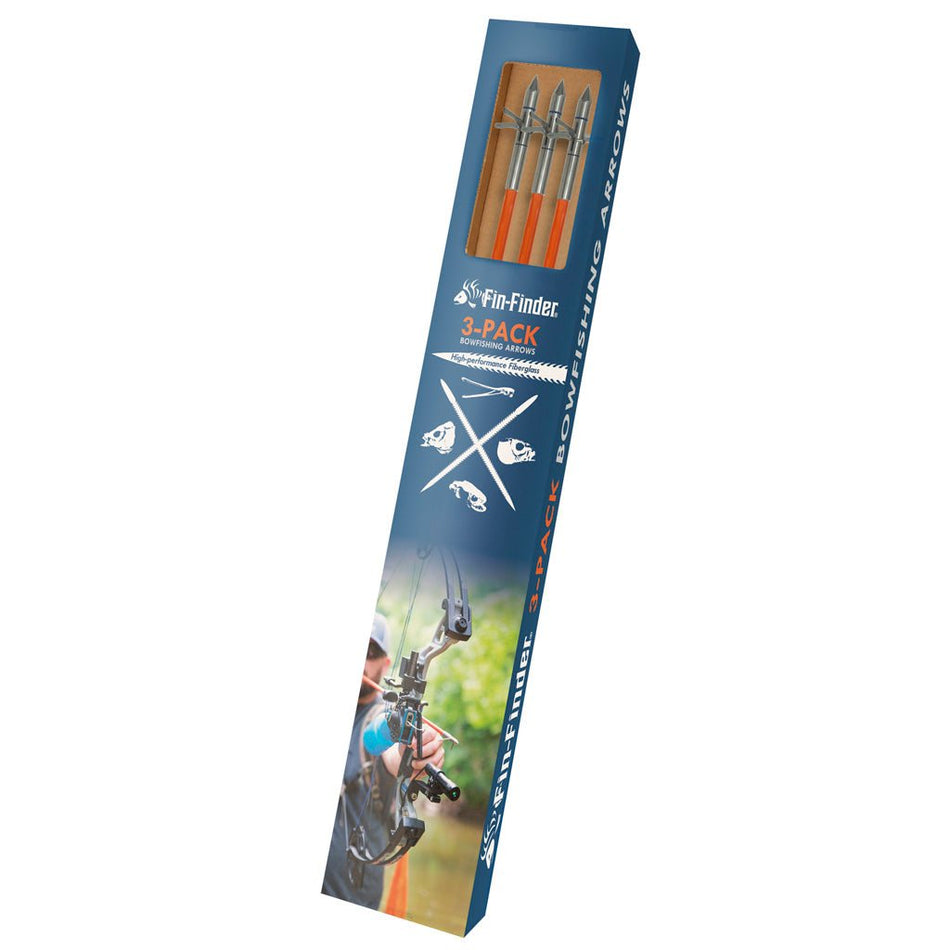 Fin Finder Raider Pro Bowfishing Arrow w/ Slide Orange with Kraken 3 Barb Points 3pk. - Get Tight Gear