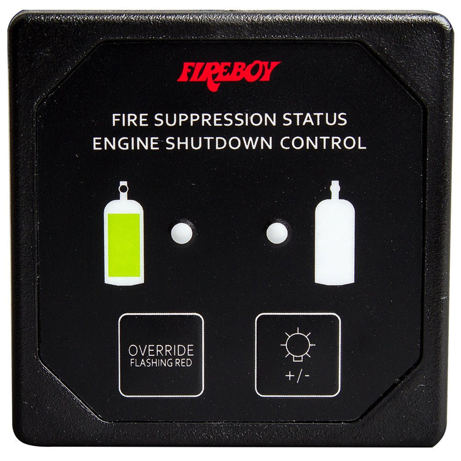 Fireboy - Xintex Deluxe Helm Display w/Membrane Switch, Remote Horn & LEDs f/Engine Shutdown System - Black Bezel Display - Get Tight Gear