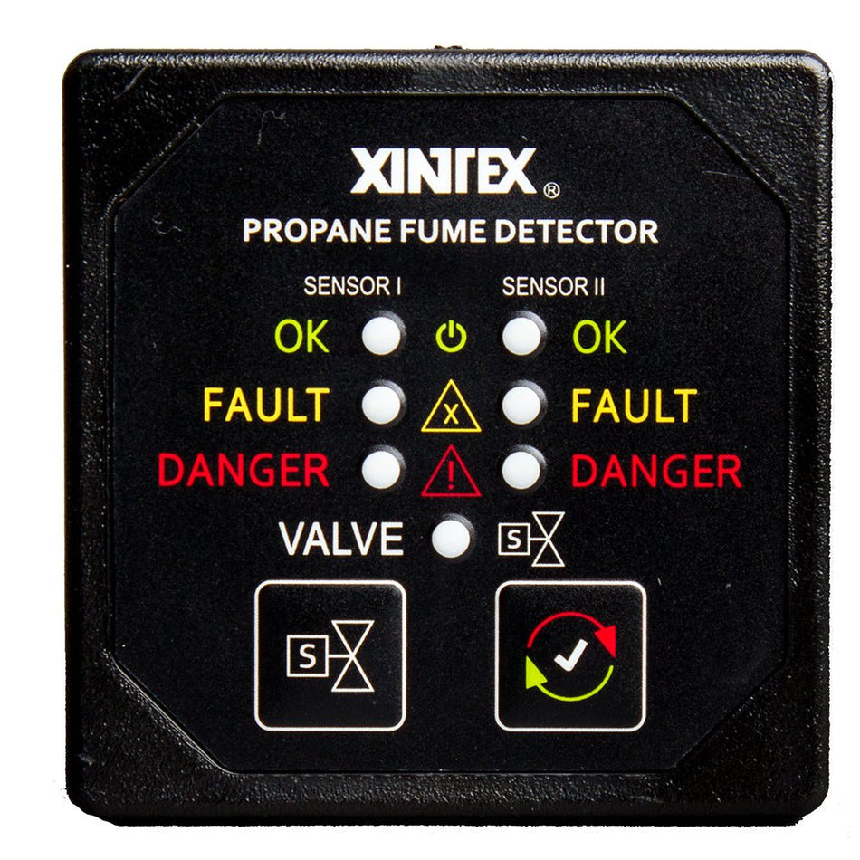 Fireboy - Xintex Propane Fume Detector w/2 Plastic Sensors - No Solenoid Valve - Square Black Bezel Display - Get Tight Gear