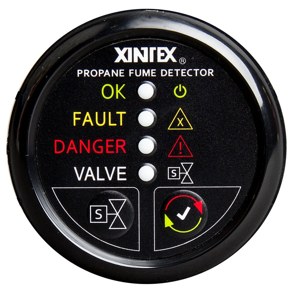 Fireboy - Xintex Propane Fume Detector w/Automatic Shut - Off & Plastic Sensor - No Solenoid Valve - Black Bezel Display - Get Tight Gear