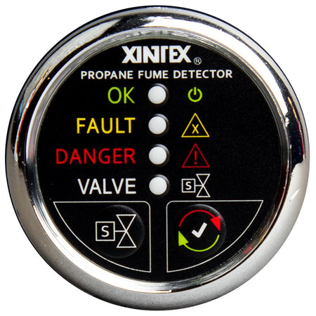 Fireboy - Xintex Propane Fume Detector w/Automatic Shut - Off & Plastic Sensor - No Solenoid Valve - Chrome Bezel Display - Get Tight Gear