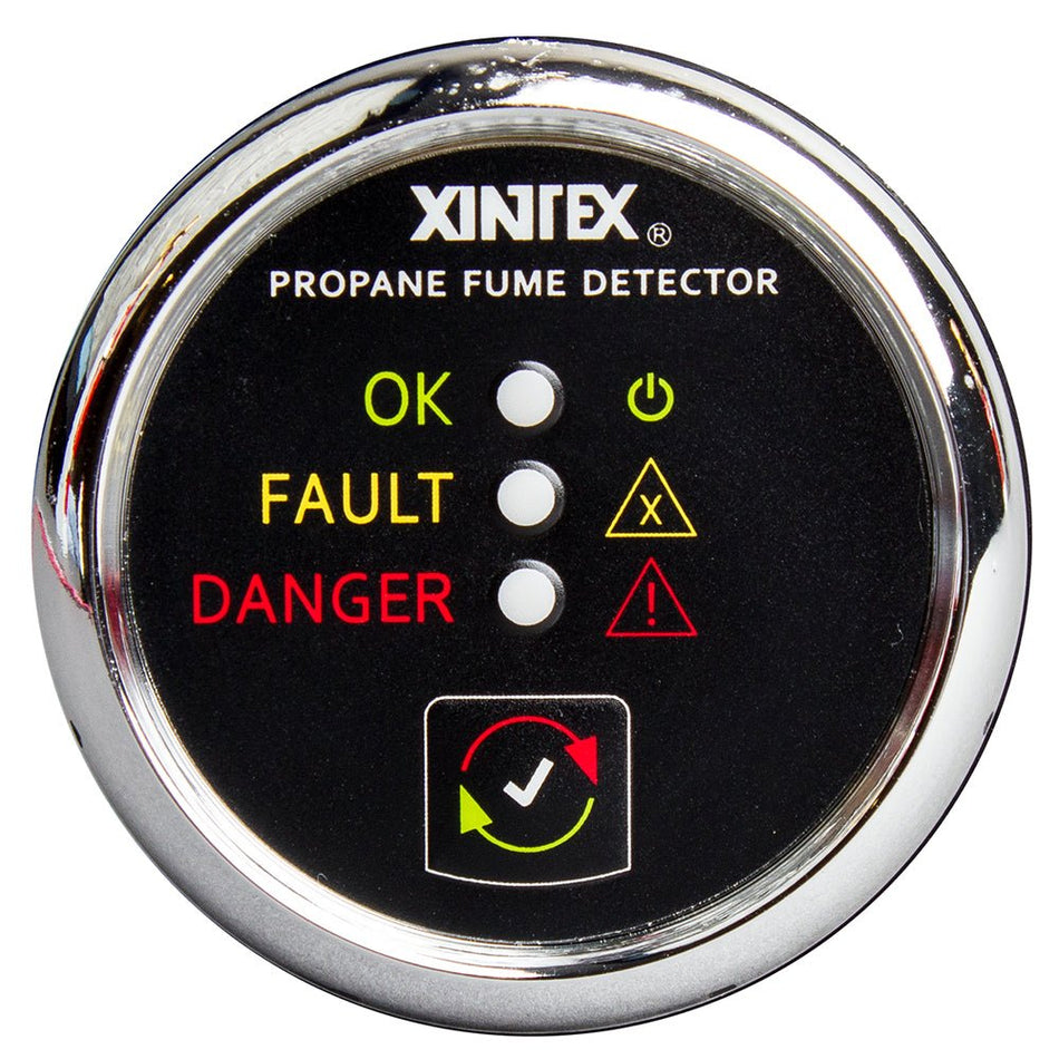 Fireboy - Xintex Propane Fume Detector w/Plastic Sensor - No Solenoid Valve - Chrome Bezel Displa - Get Tight Gear