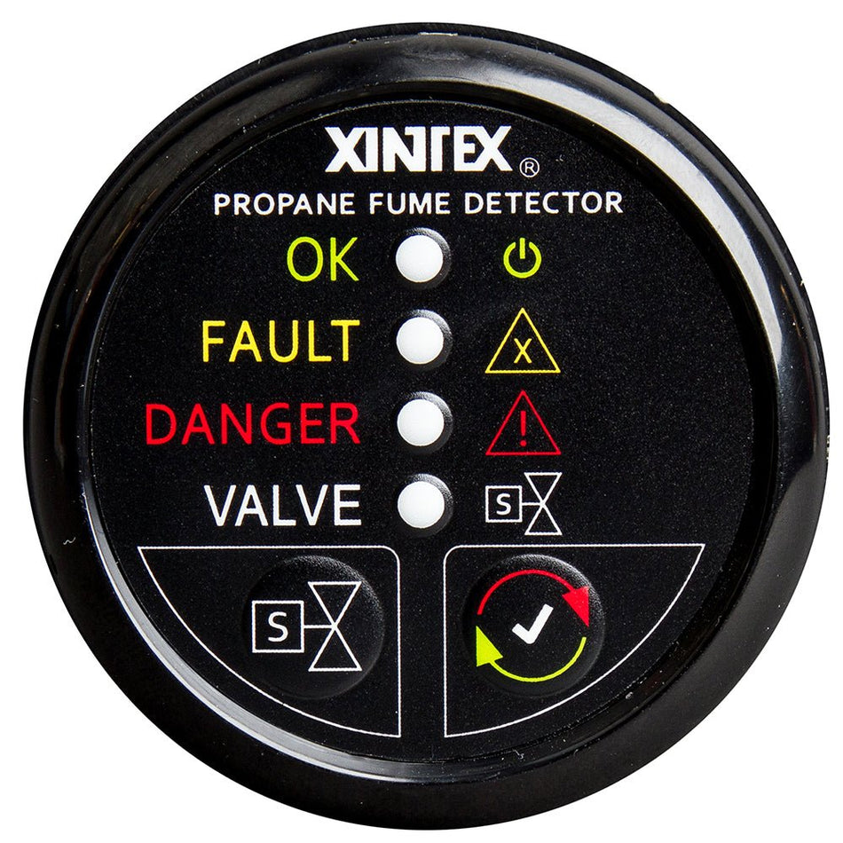 Fireboy - Xintex Propane Fume Detector w/Plastic Sensor & Solenoid Valve - Black Bezel Display - Get Tight Gear