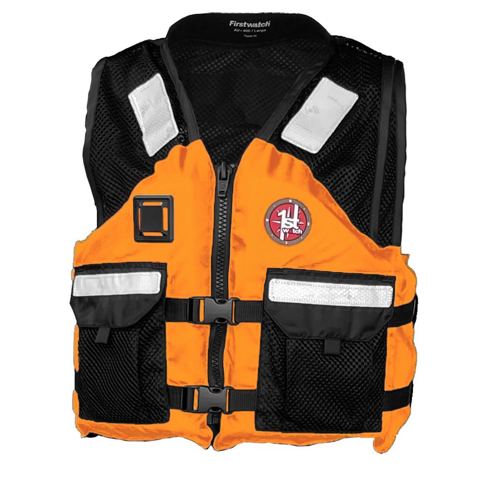 First Watch AV - 5001 Mesh Crew Vest Hi - Vis - Orange/Black - S/M - Get Tight Gear