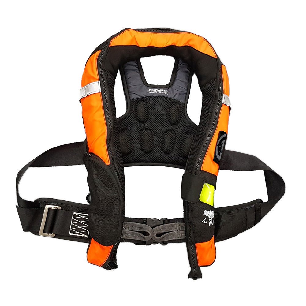First Watch FW - 40PRO Ergo Auto Inflatable PFD w/Harness - Hi - Vis Orange & Black - Get Tight Gear