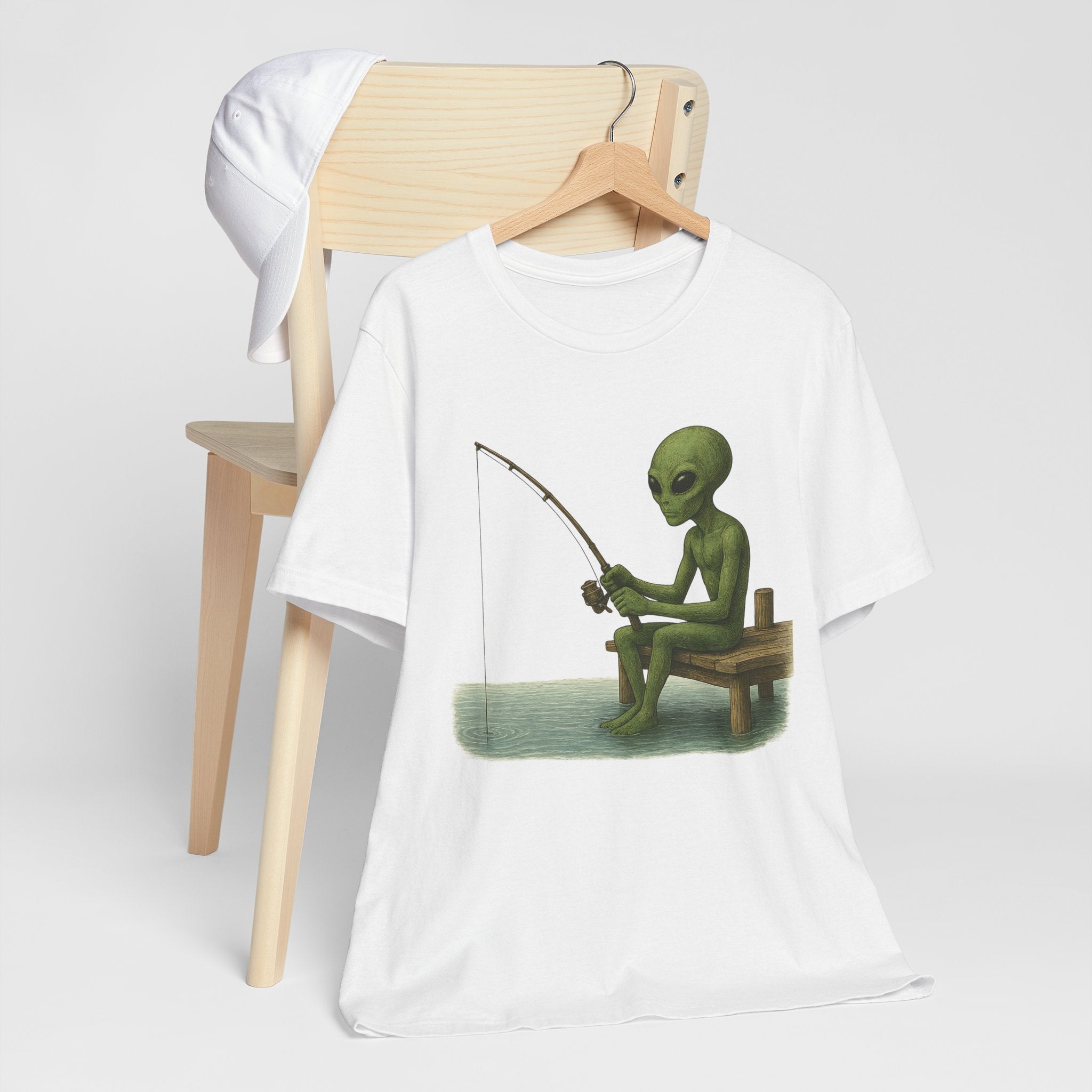 Fishing Alien Unisex Short Sleeve Tee - Fun Graphic T-Shirt for Casual Wear - Get Tight Gear