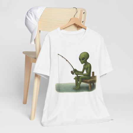 Fishing Alien Unisex Short Sleeve Tee - Fun Graphic T-Shirt for Casual Wear - Get Tight Gear