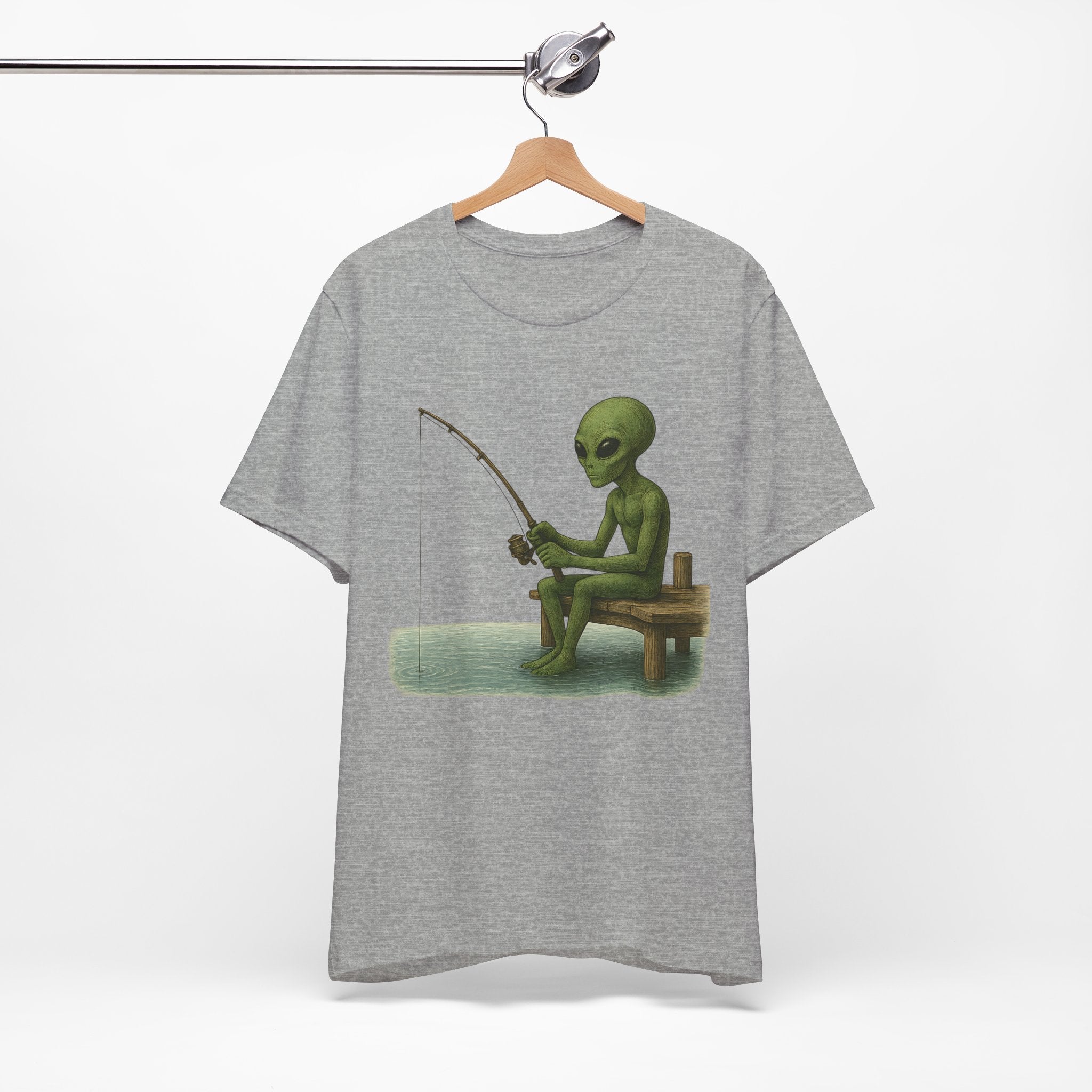 Fishing Alien Unisex Short Sleeve Tee - Fun Graphic T-Shirt for Casual Wear - Get Tight Gear