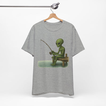 Fishing Alien Unisex Short Sleeve Tee - Fun Graphic T-Shirt for Casual Wear - Get Tight Gear