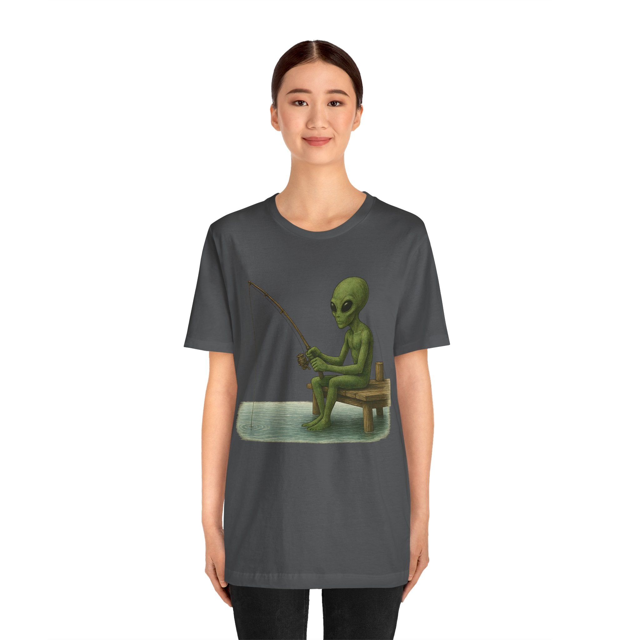 Fishing Alien Unisex Short Sleeve Tee - Fun Graphic T-Shirt for Casual Wear - Get Tight Gear