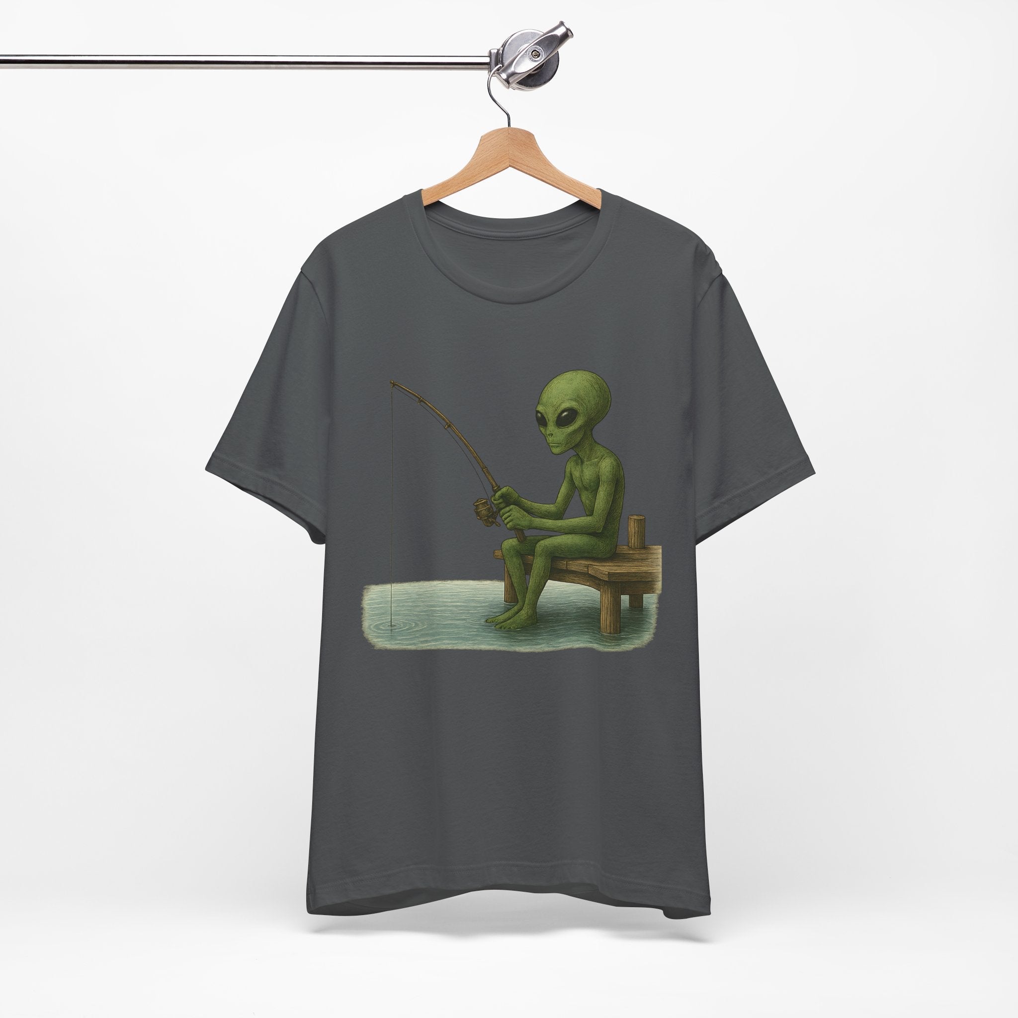Fishing Alien Unisex Short Sleeve Tee - Fun Graphic T-Shirt for Casual Wear - Get Tight Gear