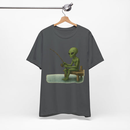 Fishing Alien Unisex Short Sleeve Tee - Fun Graphic T-Shirt for Casual Wear - Get Tight Gear