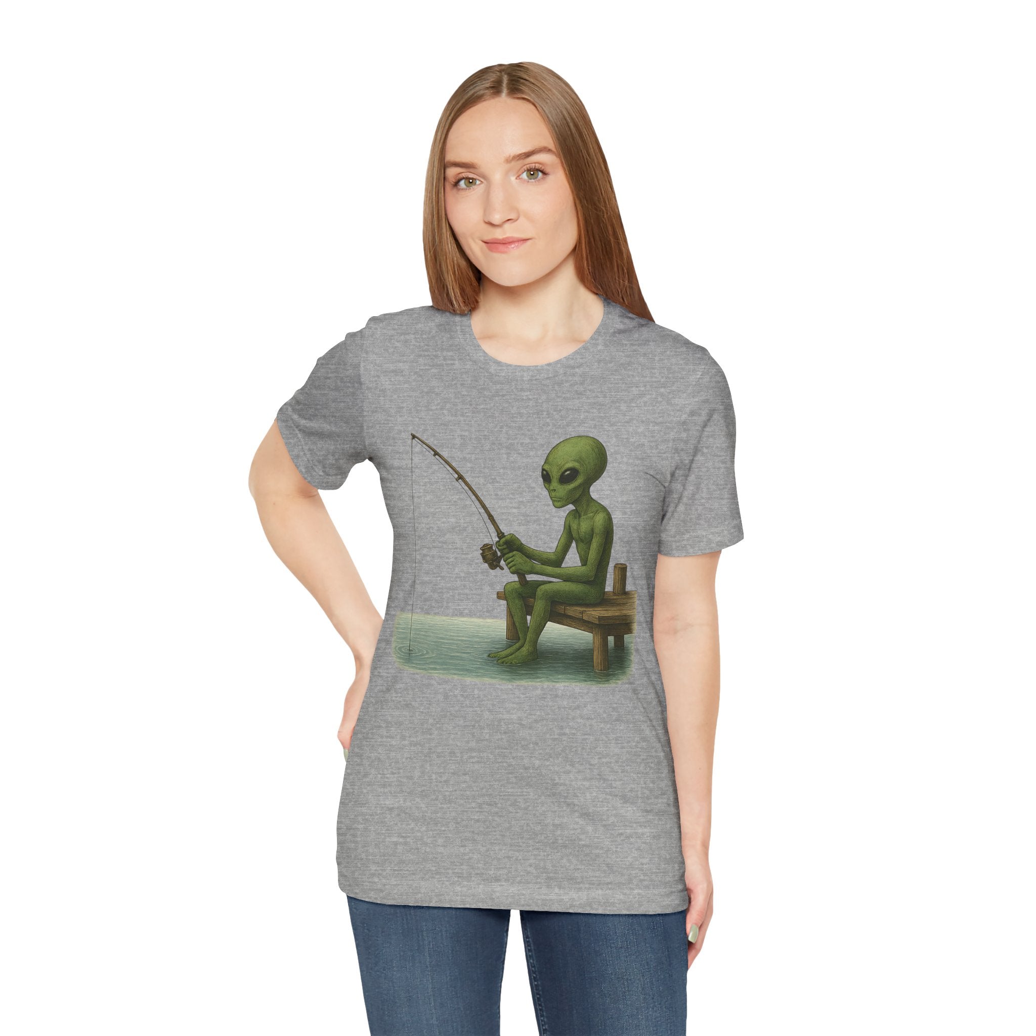 Fishing Alien Unisex Short Sleeve Tee - Fun Graphic T-Shirt for Casual Wear - Get Tight Gear