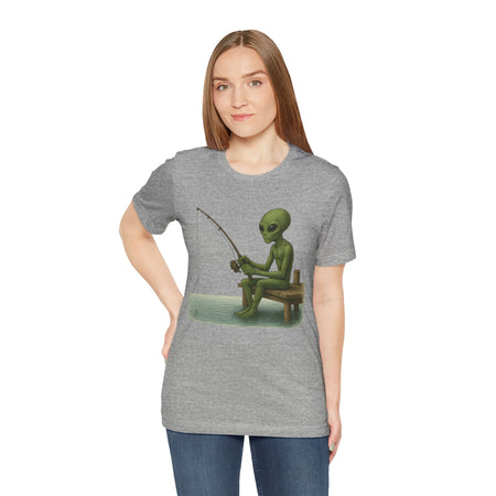 Fishing Alien Unisex Short Sleeve Tee - Fun Graphic T-Shirt for Casual Wear - Get Tight Gear