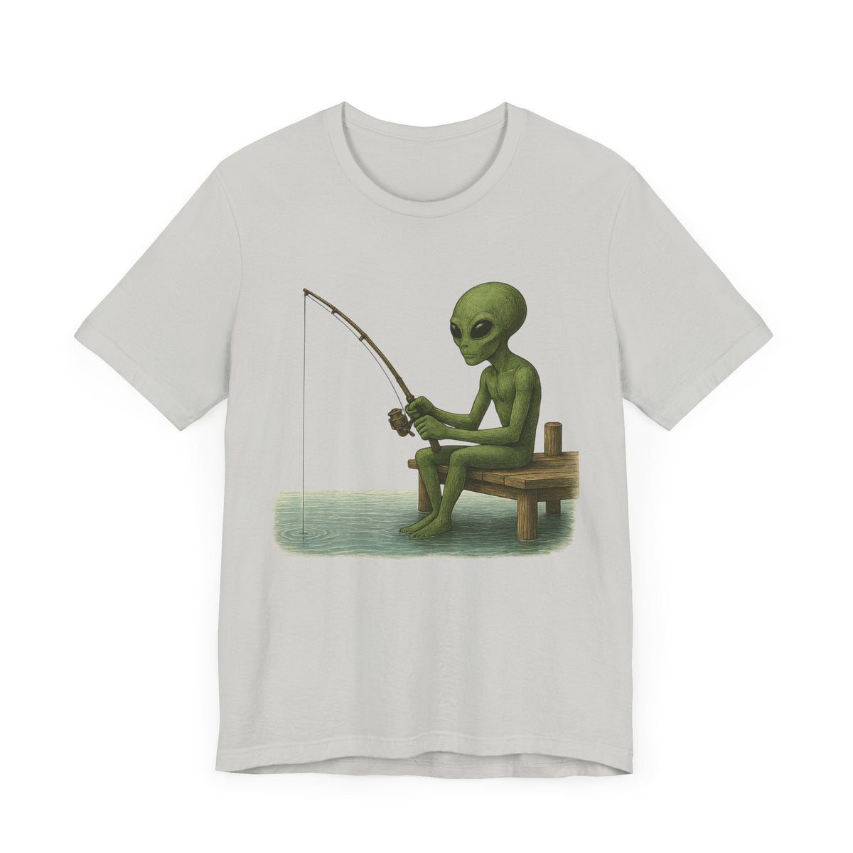 Fishing Alien Unisex Short Sleeve Tee - Fun Graphic T-Shirt for Casual Wear - Get Tight Gear