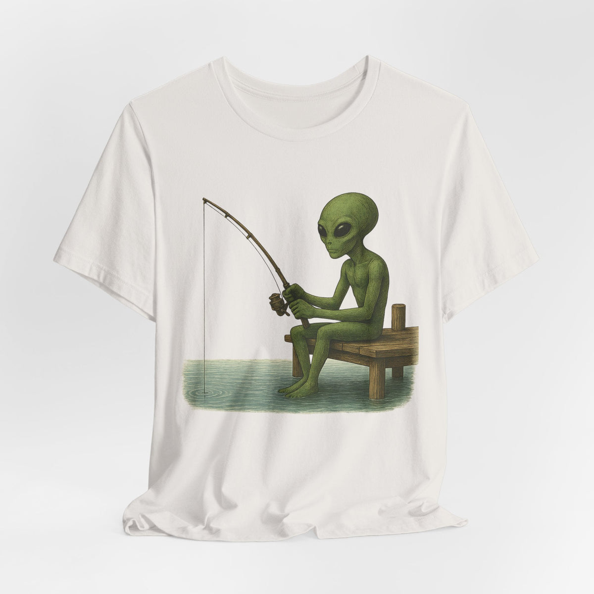 Fishing Alien Unisex Short Sleeve Tee - Fun Graphic T-Shirt for Casual Wear - Get Tight Gear