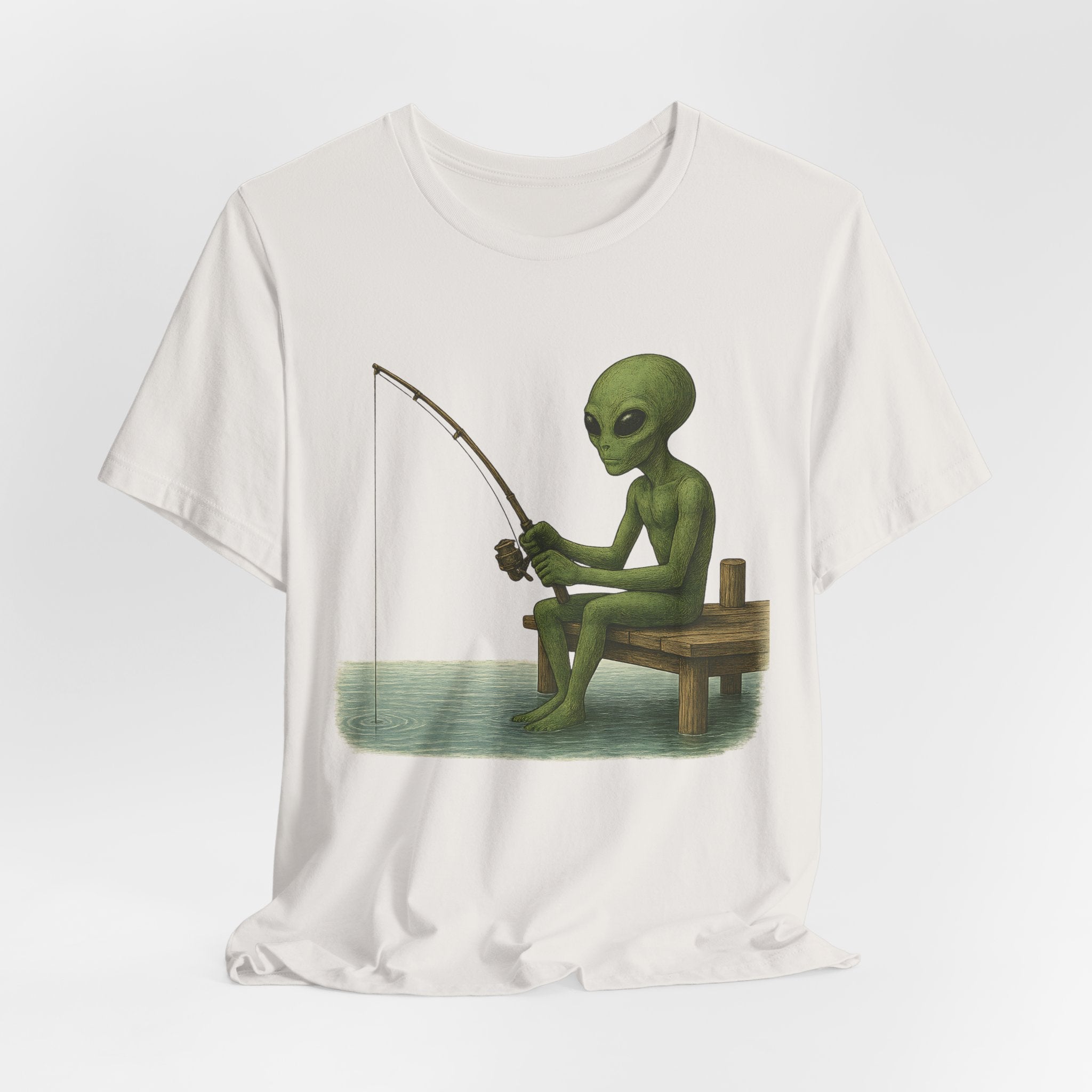 Fishing Alien Unisex Short Sleeve Tee - Fun Graphic T-Shirt for Casual Wear - Get Tight Gear