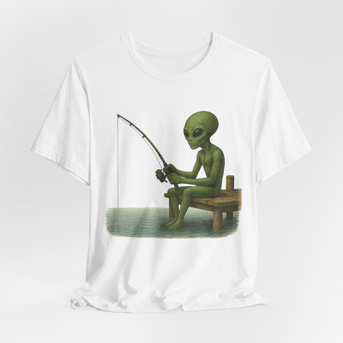 Fishing Alien Unisex Short Sleeve Tee - Fun Graphic T-Shirt for Casual Wear - Get Tight Gear