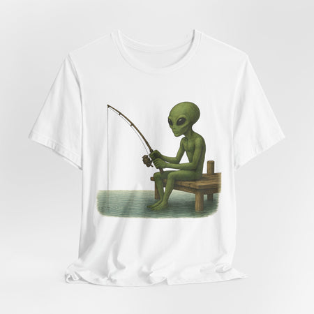 Fishing Alien Unisex Short Sleeve Tee - Fun Graphic T-Shirt for Casual Wear - Get Tight Gear