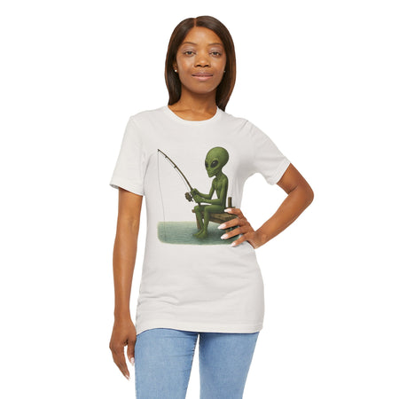 Fishing Alien Unisex Short Sleeve Tee - Fun Graphic T-Shirt for Casual Wear - Get Tight Gear