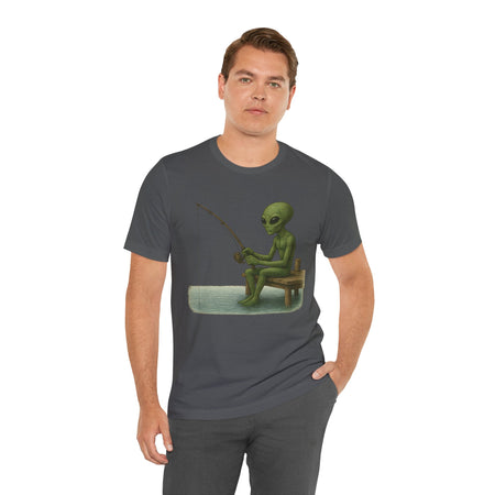 Fishing Alien Unisex Short Sleeve Tee - Fun Graphic T-Shirt for Casual Wear - Get Tight Gear