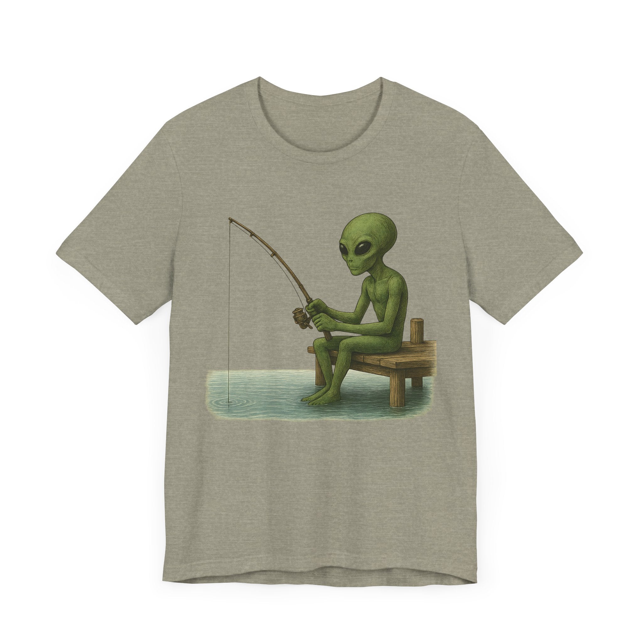 Fishing Alien Unisex Short Sleeve Tee - Fun Graphic T-Shirt for Casual Wear - Get Tight Gear