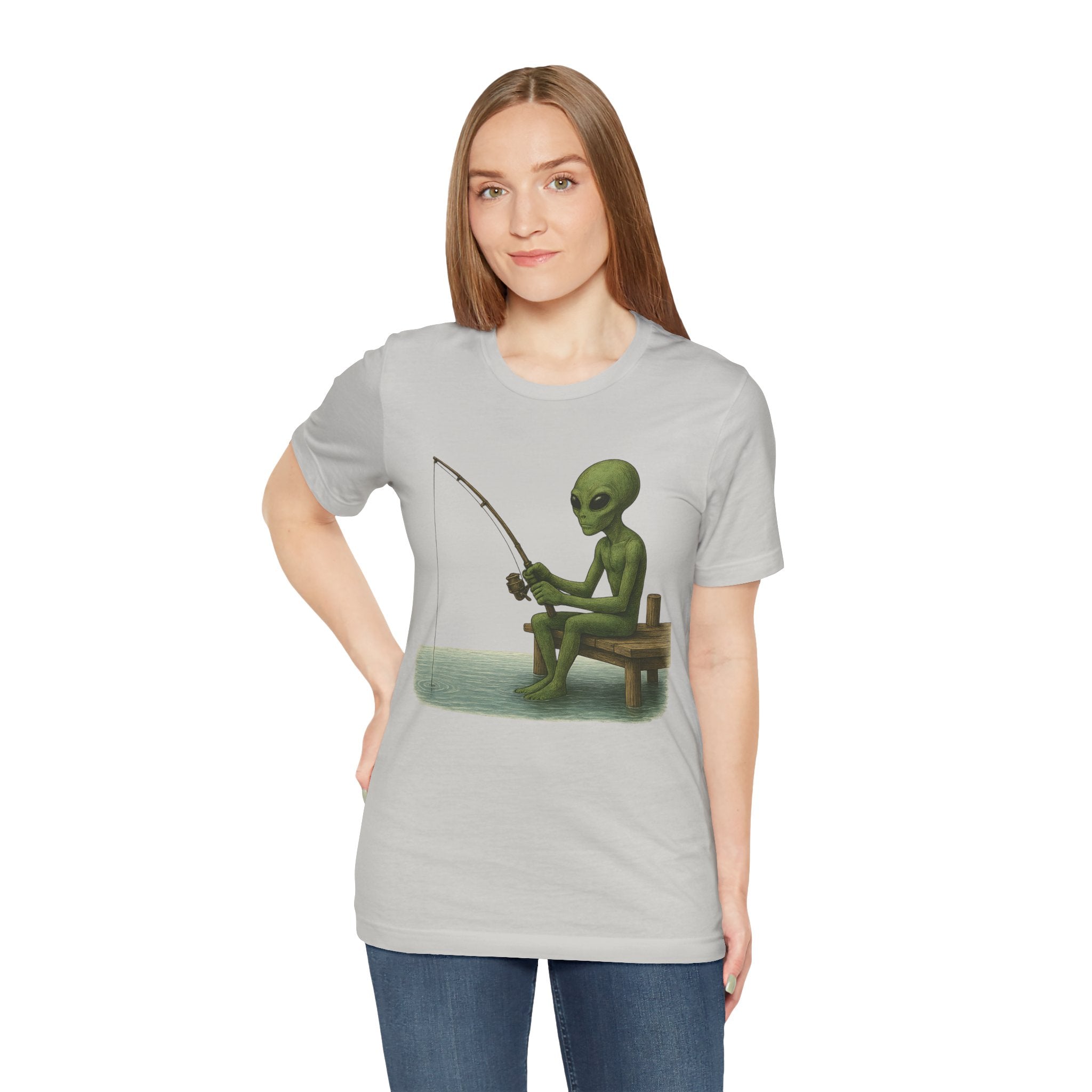 Fishing Alien Unisex Short Sleeve Tee - Fun Graphic T-Shirt for Casual Wear - Get Tight Gear
