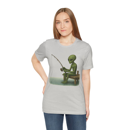 Fishing Alien Unisex Short Sleeve Tee - Fun Graphic T-Shirt for Casual Wear - Get Tight Gear