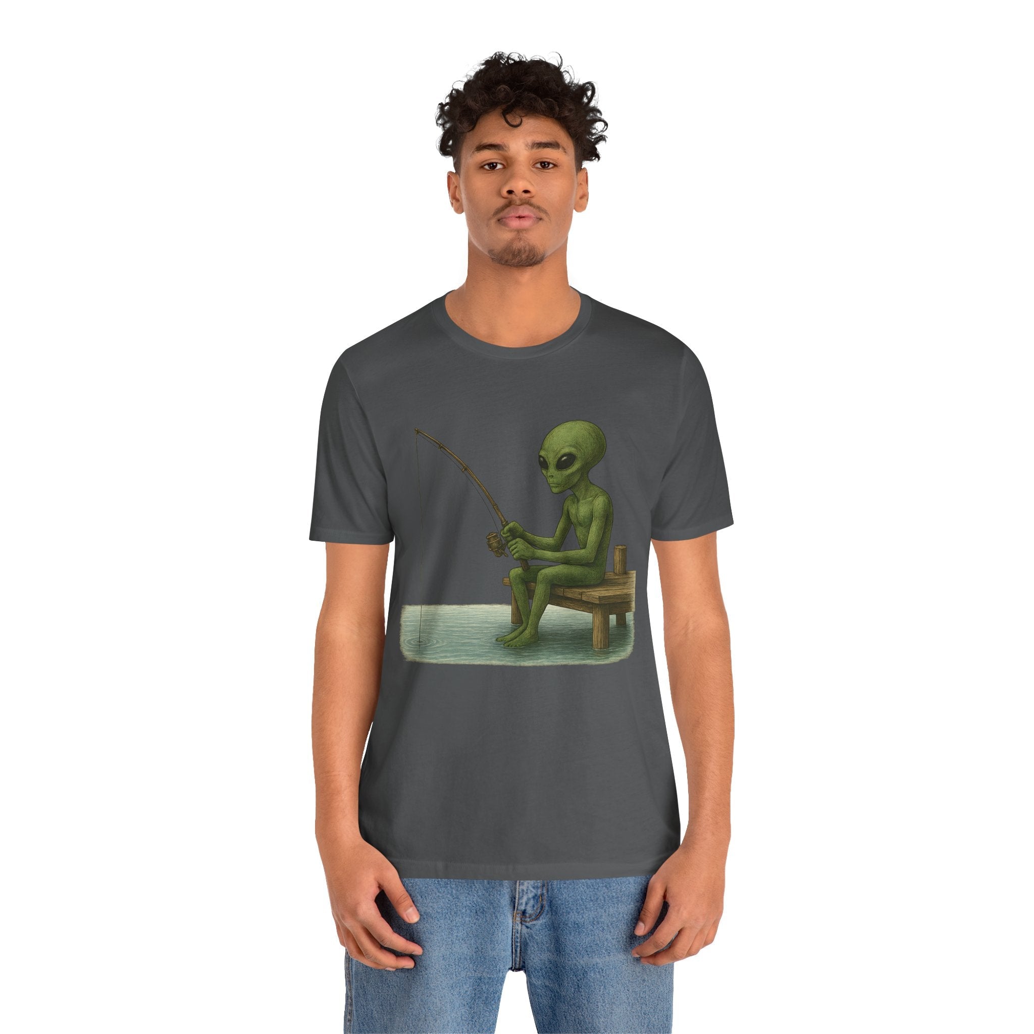 Fishing Alien Unisex Short Sleeve Tee - Fun Graphic T-Shirt for Casual Wear - Get Tight Gear