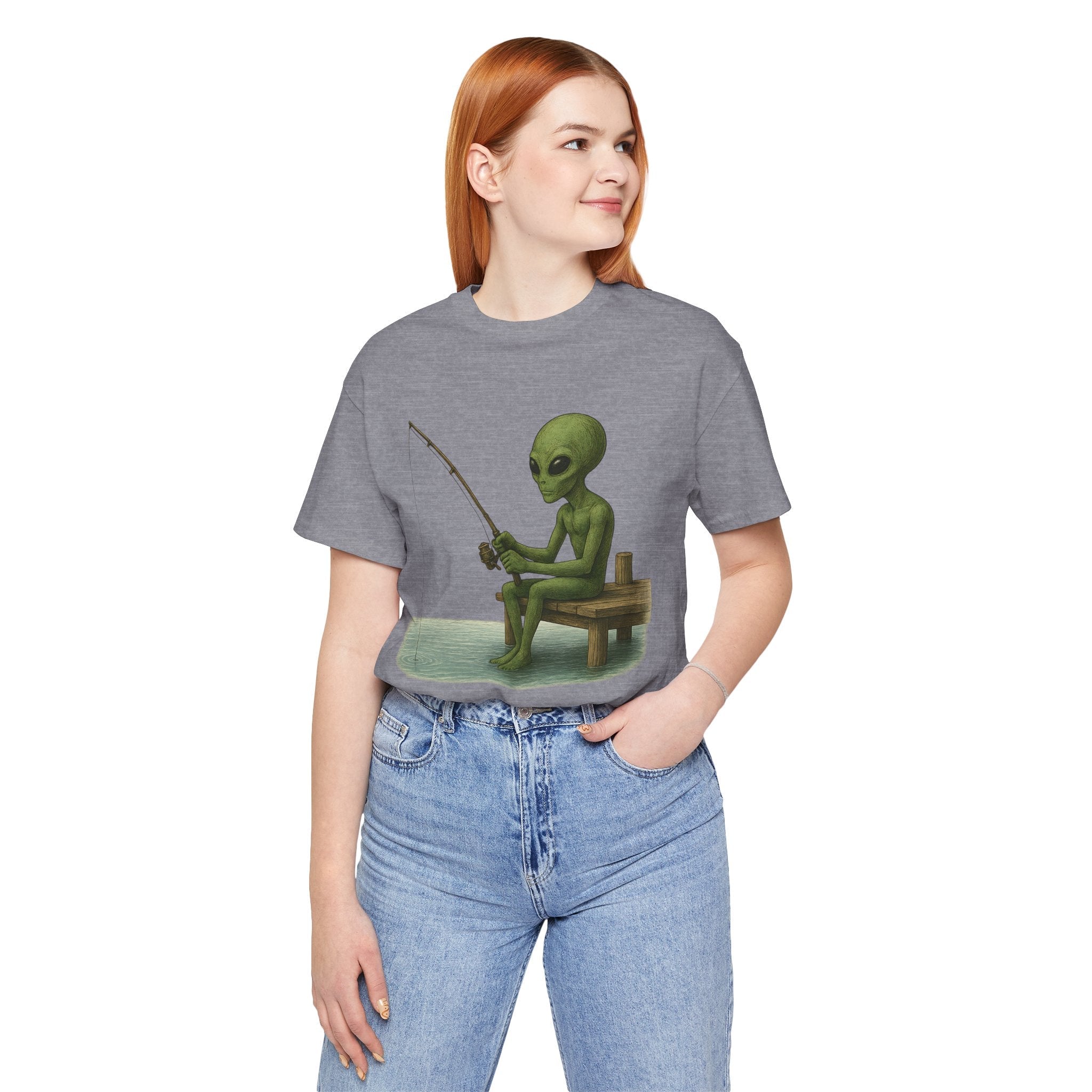 Fishing Alien Unisex Short Sleeve Tee - Fun Graphic T-Shirt for Casual Wear - Get Tight Gear