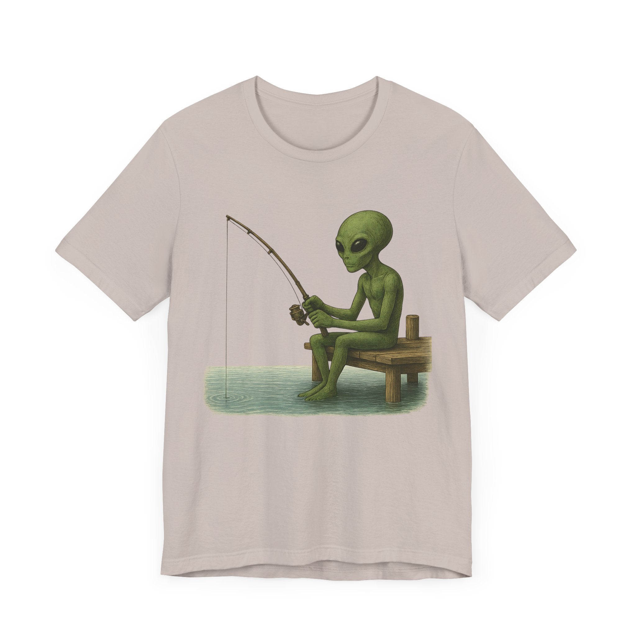 Fishing Alien Unisex Short Sleeve Tee - Fun Graphic T-Shirt for Casual Wear - Get Tight Gear