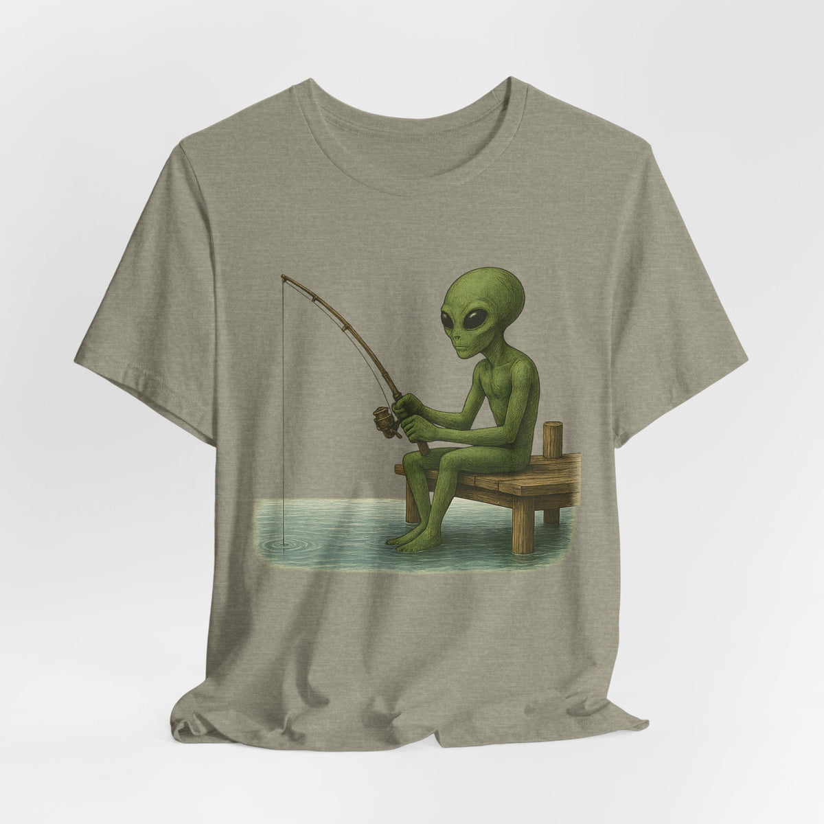 Fishing Alien Unisex Short Sleeve Tee - Fun Graphic T-Shirt for Casual Wear - Get Tight Gear