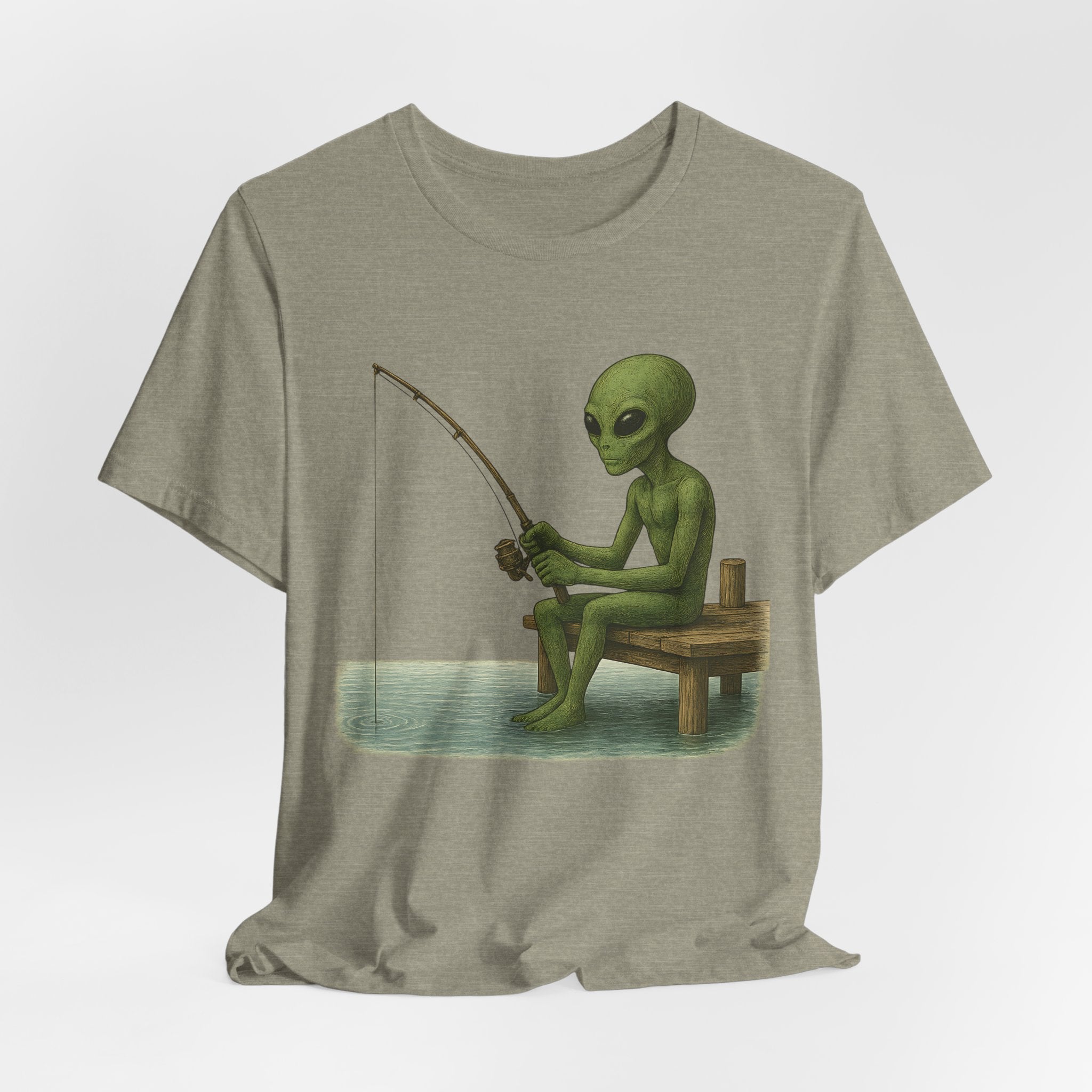Fishing Alien Unisex Short Sleeve Tee - Fun Graphic T-Shirt for Casual Wear - Get Tight Gear