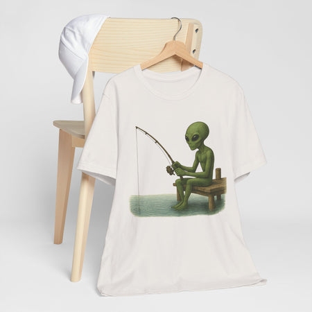 Fishing Alien Unisex Short Sleeve Tee - Fun Graphic T-Shirt for Casual Wear - Get Tight Gear