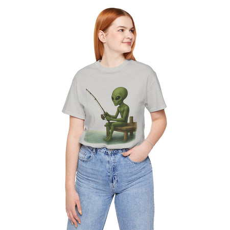 Fishing Alien Unisex Short Sleeve Tee - Fun Graphic T-Shirt for Casual Wear - Get Tight Gear