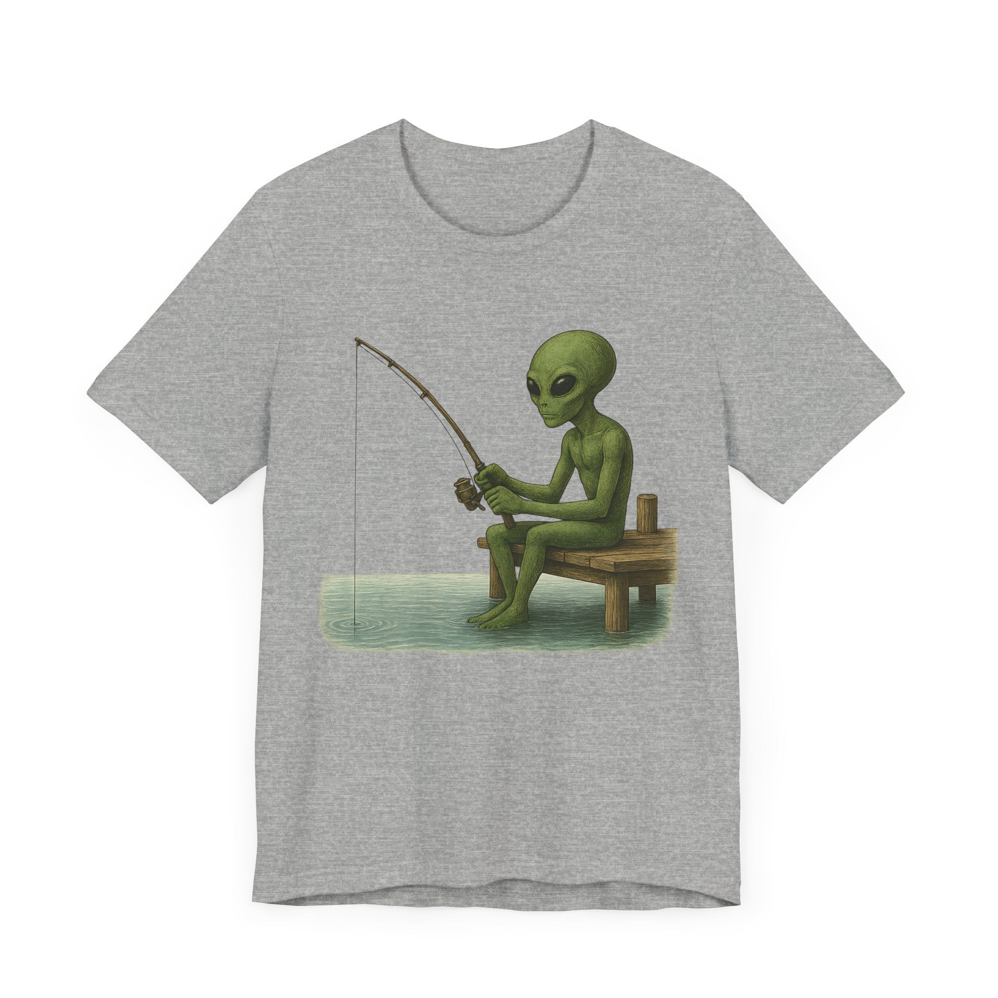 Fishing Alien Unisex Short Sleeve Tee - Fun Graphic T-Shirt for Casual Wear - Get Tight Gear