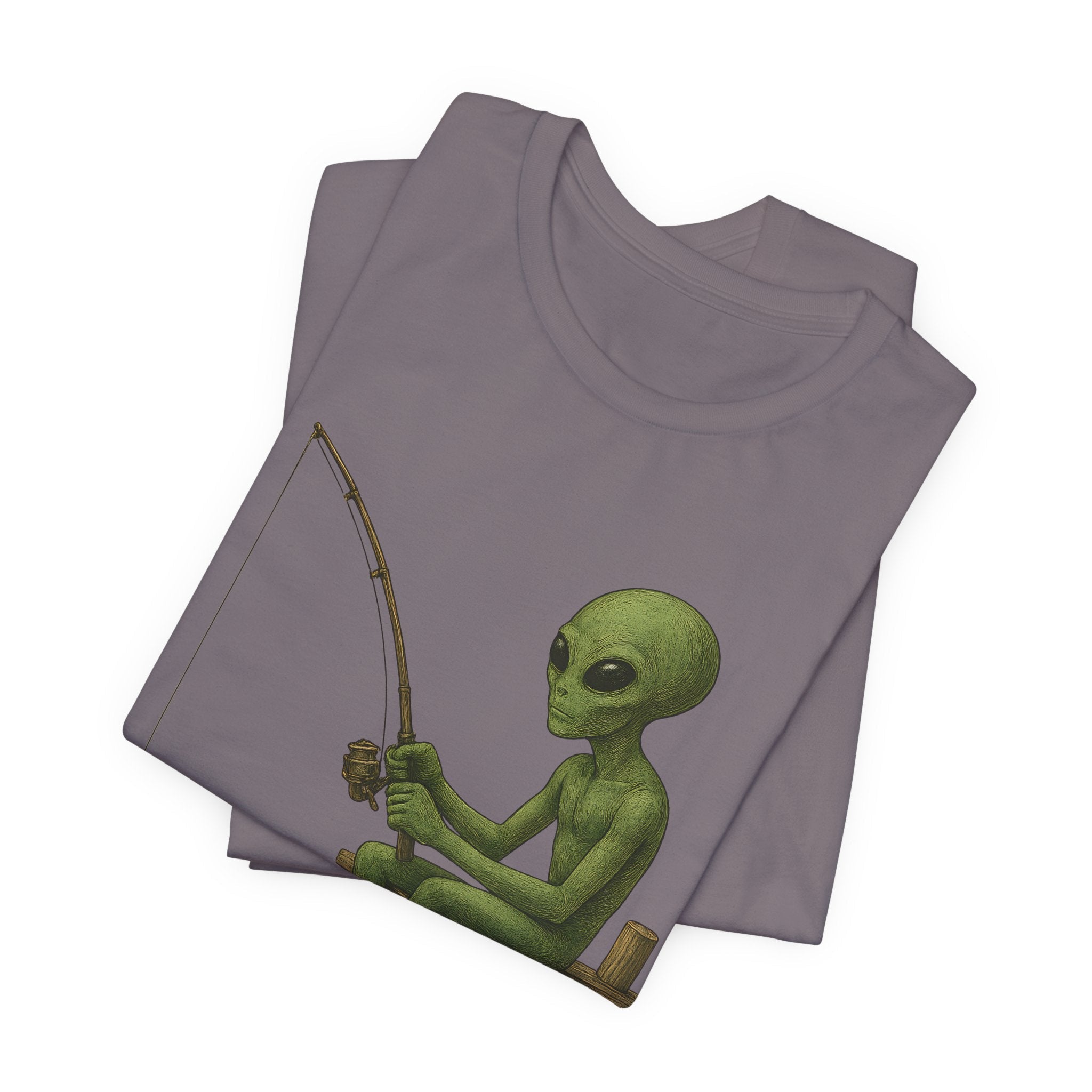 Fishing Alien Unisex Short Sleeve Tee - Fun Graphic T-Shirt for Casual Wear - Get Tight Gear