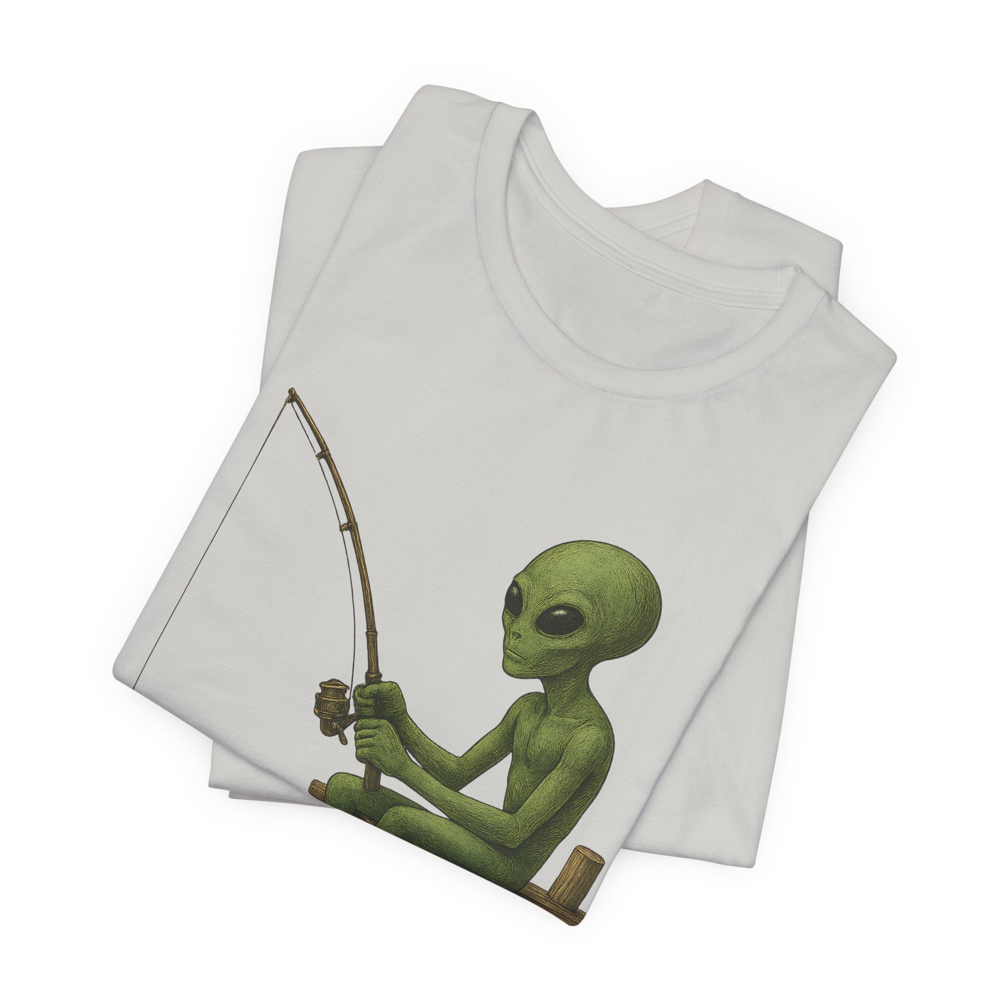 Fishing Alien Unisex Short Sleeve Tee - Fun Graphic T-Shirt for Casual Wear - Get Tight Gear