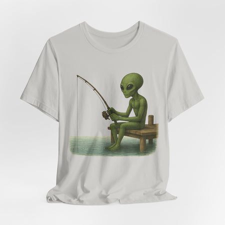 Fishing Alien Unisex Short Sleeve Tee - Fun Graphic T-Shirt for Casual Wear - Get Tight Gear