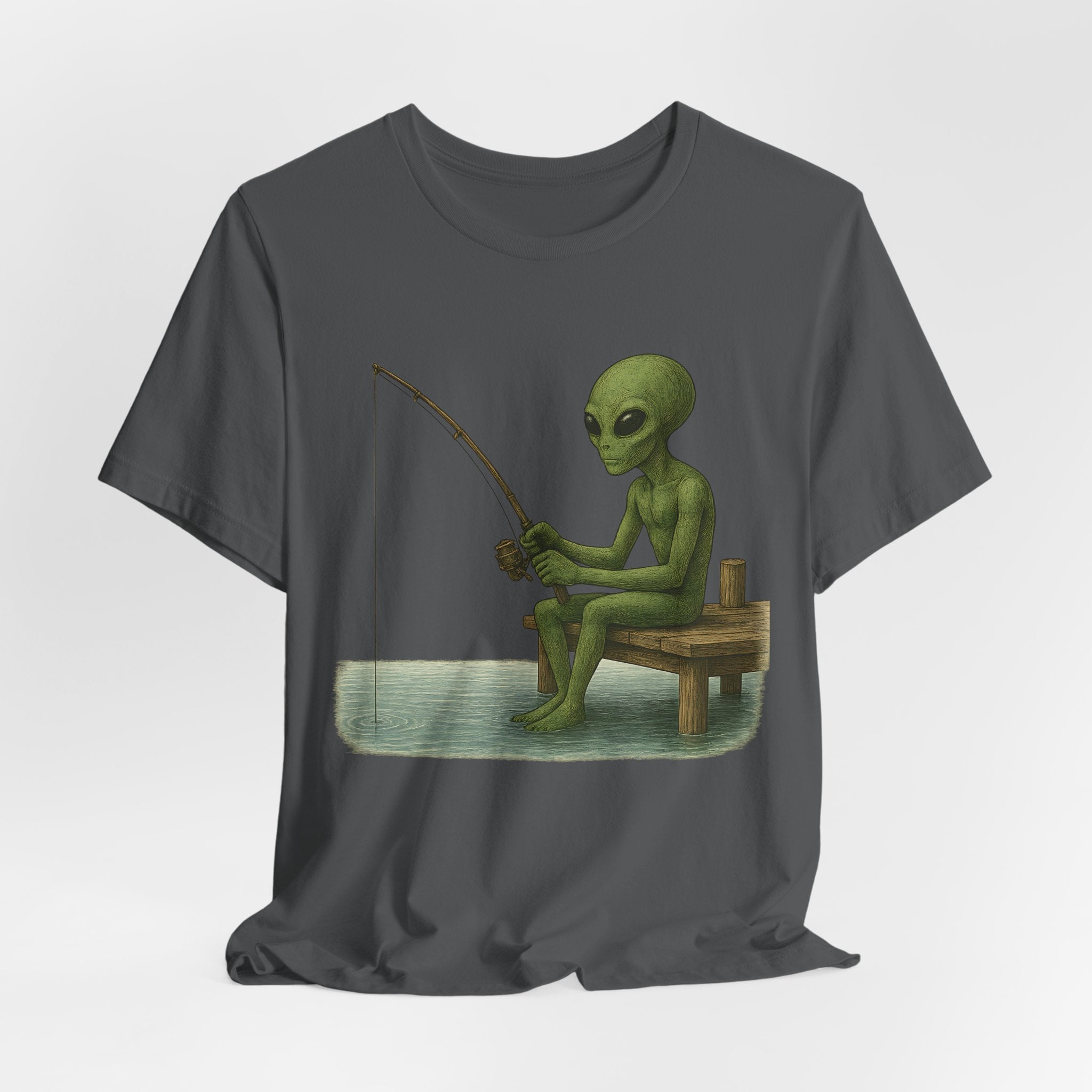 Fishing Alien Unisex Short Sleeve Tee - Fun Graphic T-Shirt for Casual Wear - Get Tight Gear