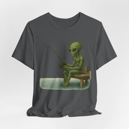 Fishing Alien Unisex Short Sleeve Tee - Fun Graphic T-Shirt for Casual Wear - Get Tight Gear