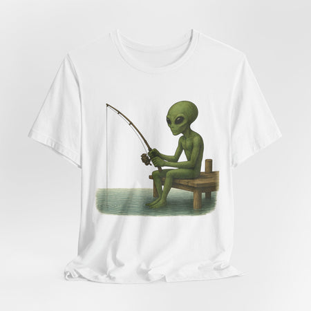Fishing Alien Unisex Short Sleeve Tee - Fun Graphic T-Shirt for Casual Wear - Get Tight Gear