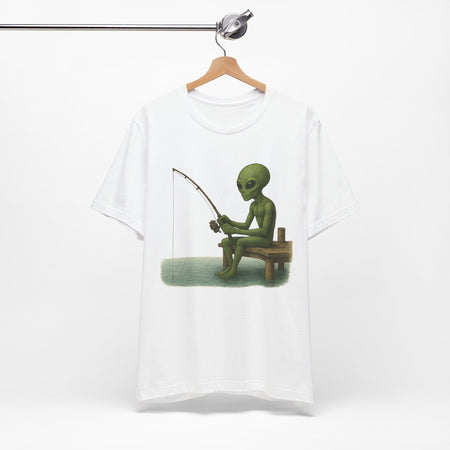 Fishing Alien Unisex Short Sleeve Tee - Fun Graphic T-Shirt for Casual Wear - Get Tight Gear