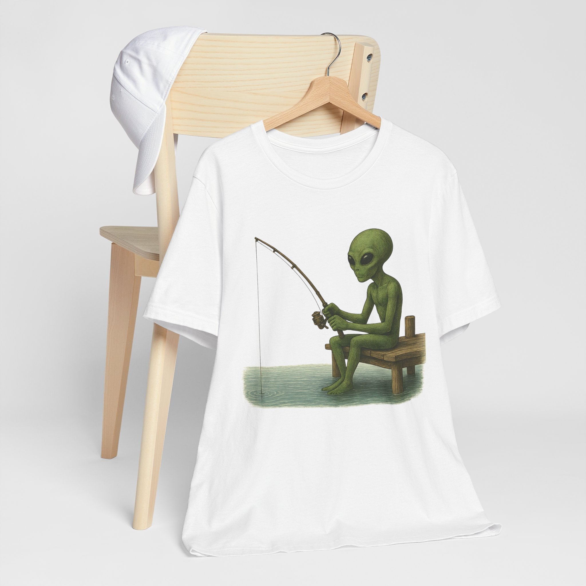 Fishing Alien Unisex Short Sleeve Tee - Fun Graphic T-Shirt for Casual Wear - Get Tight Gear