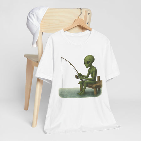Fishing Alien Unisex Short Sleeve Tee - Fun Graphic T-Shirt for Casual Wear - Get Tight Gear
