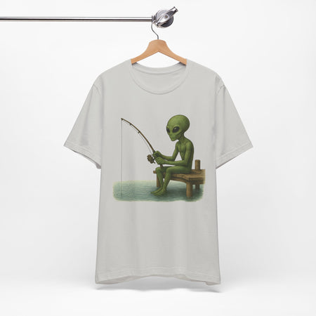 Fishing Alien Unisex Short Sleeve Tee - Fun Graphic T-Shirt for Casual Wear - Get Tight Gear