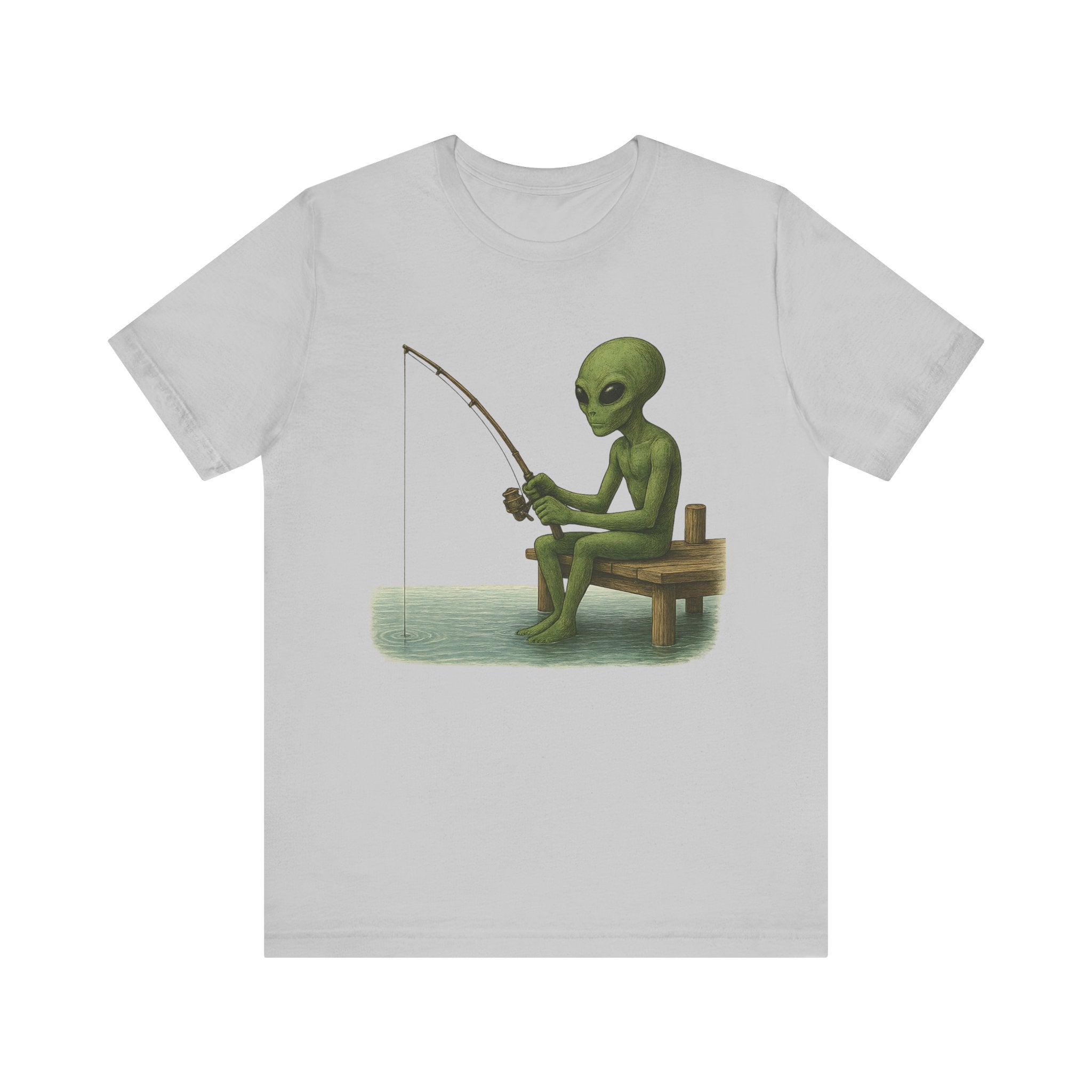 Fishing Alien Unisex Short Sleeve Tee - Fun Graphic T-Shirt for Casual Wear - Get Tight Gear