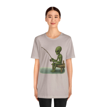 Fishing Alien Unisex Short Sleeve Tee - Fun Graphic T-Shirt for Casual Wear - Get Tight Gear