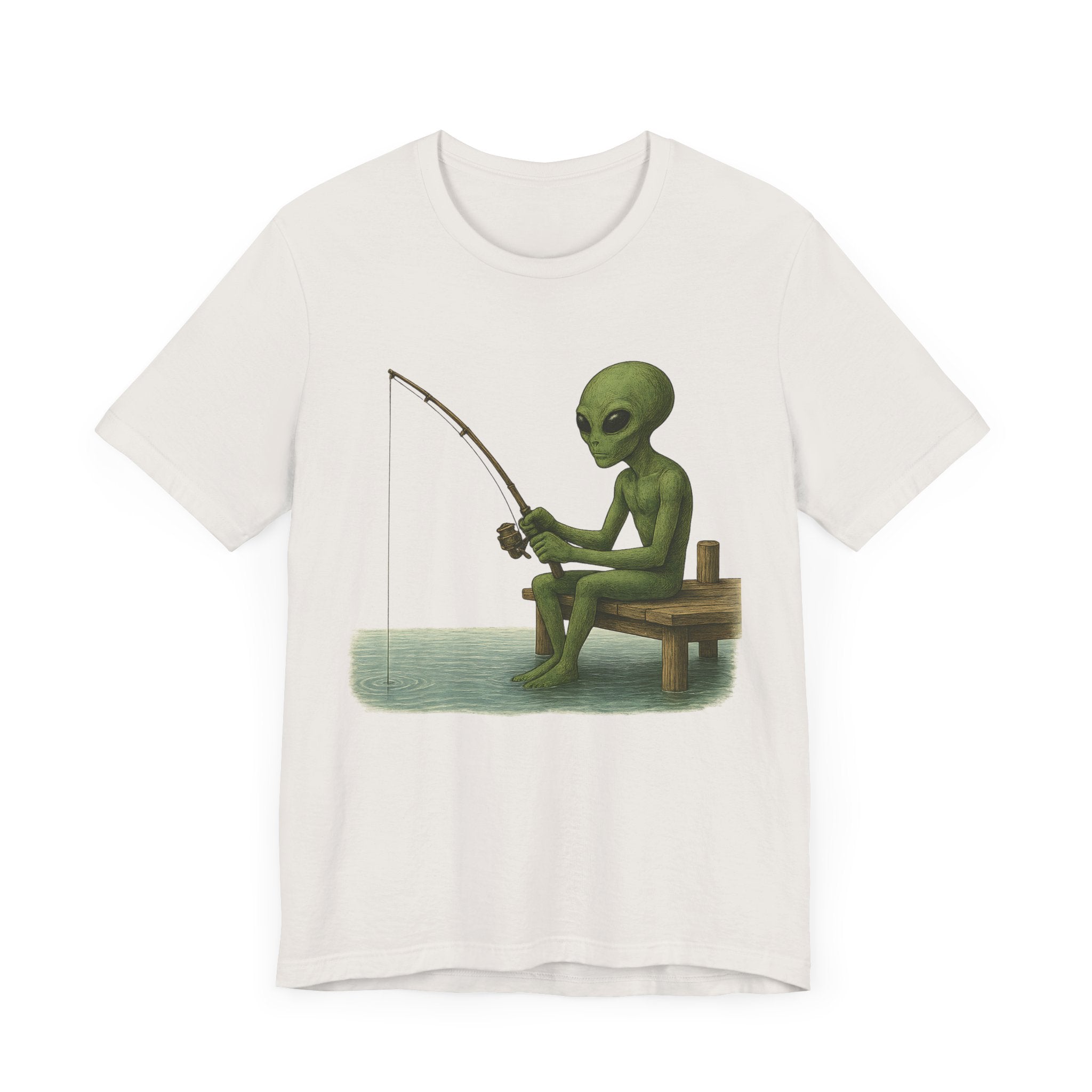 Fishing Alien Unisex Short Sleeve Tee - Fun Graphic T-Shirt for Casual Wear - Get Tight Gear